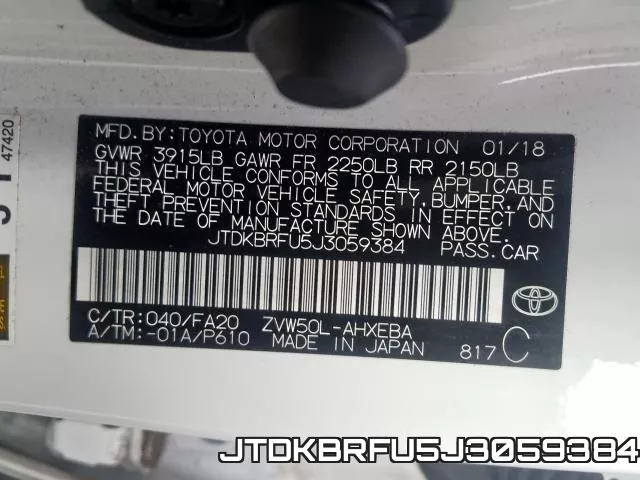 JTDKBRFU5J3059384 фото 2