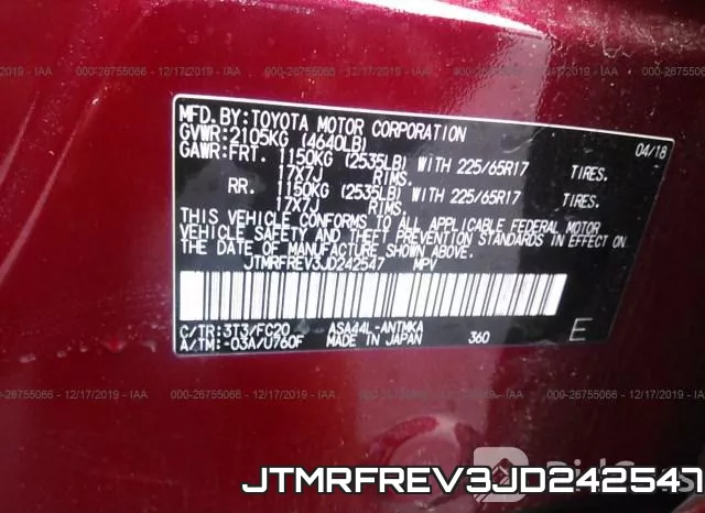 JTMRFREV3JD242547 фото 10