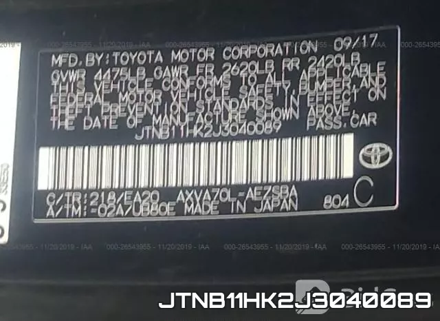 JTNB11HK2J3040089 фото 10