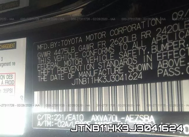 JTNB11HK3J3041624 фото 10