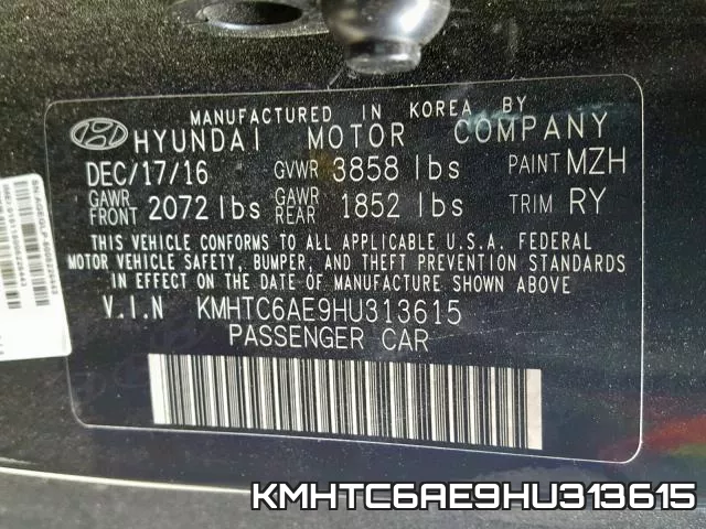 KMHTC6AE9HU313615 фото 2