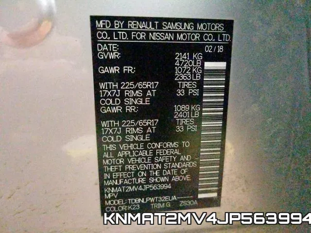 KNMAT2MV4JP563994 фото 2