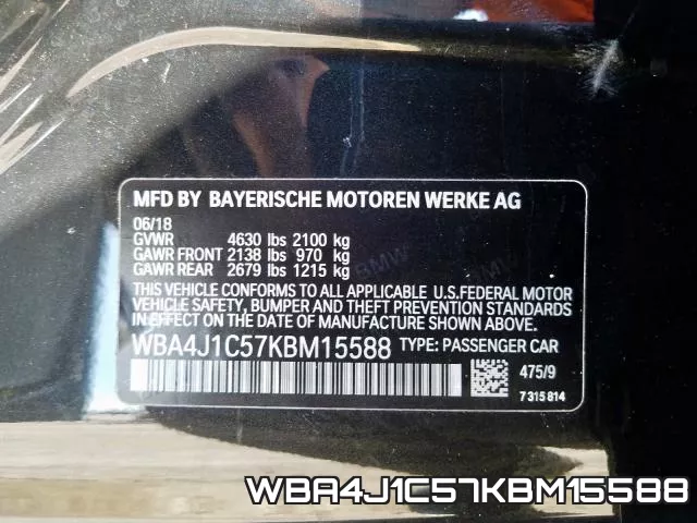 WBA4J1C57KBM15588 фото 2