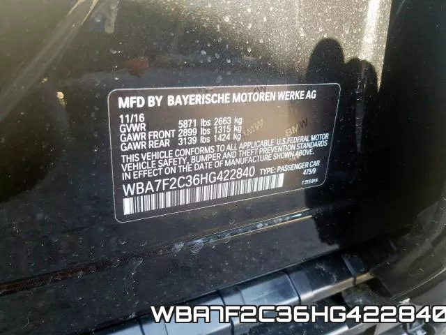 WBA7F2C36HG422840 фото 2