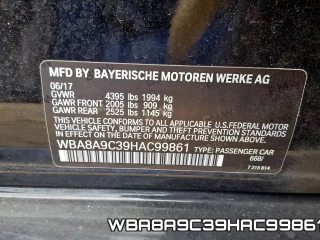 WBA8A9C39HAC99861 фото 2