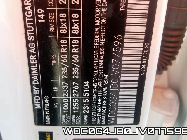 WDC0G4JB0JV077596 фото 2