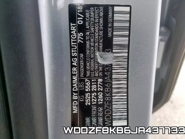 WDDZF8KB6JA437733 фото 2