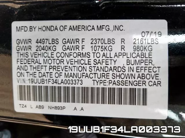 19UUB1F34LA003373 фото 2