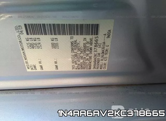 1N4AA6AV2KC378665 фото 10