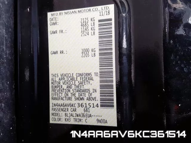 1N4AA6AV6KC361514 фото 2