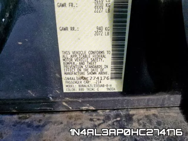 1N4AL3AP0HC274176 фото 2
