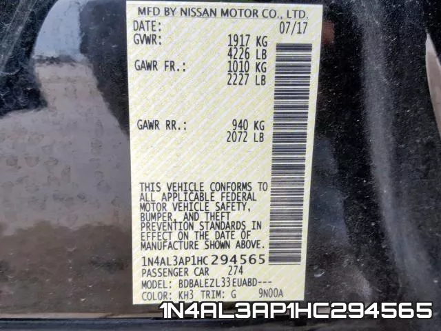 1N4AL3AP1HC294565 фото 2