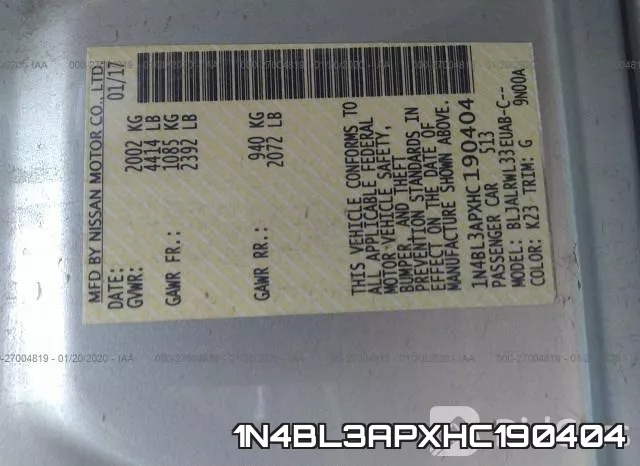 1N4BL3APXHC190404 фото 10