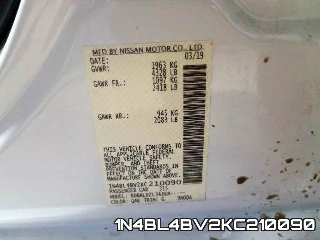 1N4BL4BV2KC210090 фото 2