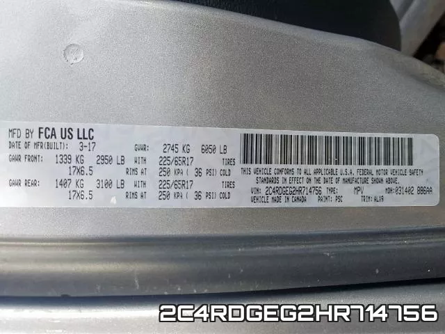 2C4RDGEG2HR714756 фото 2