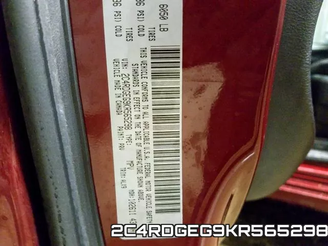 2C4RDGEG9KR565298 фото 2