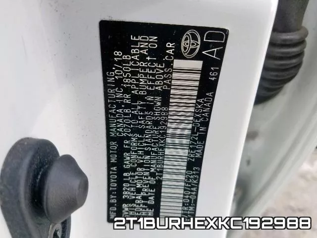 2T1BURHEXKC192988 фото 2