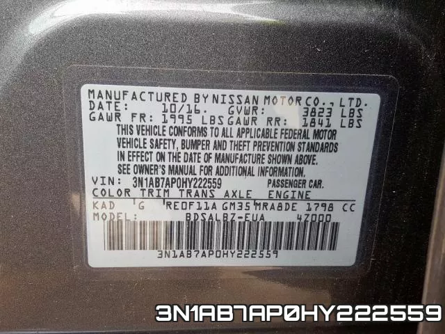 3N1AB7AP0HY222559 фото 2