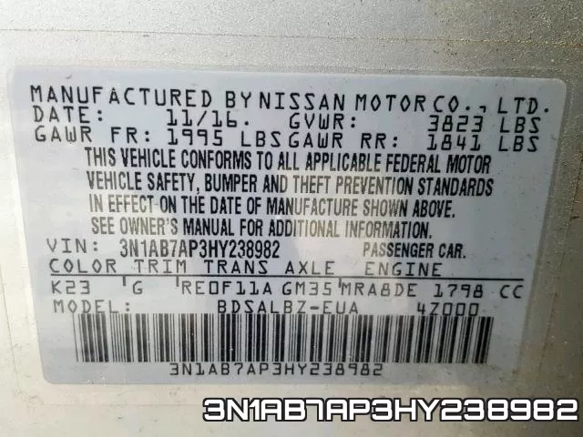 3N1AB7AP3HY238982 фото 2