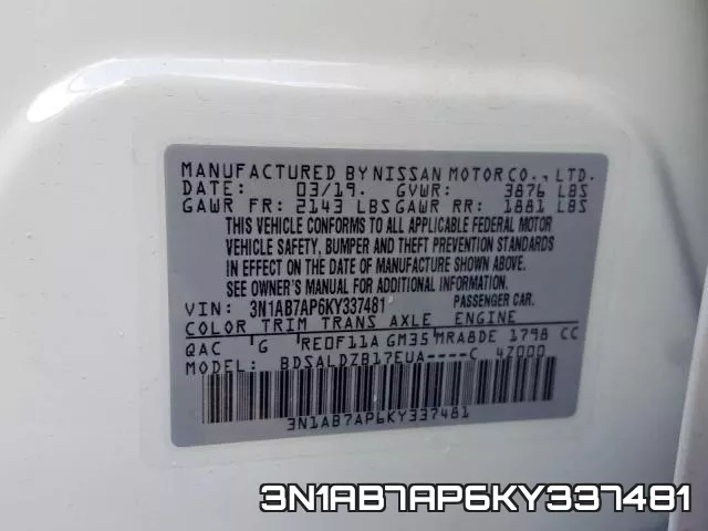 3N1AB7AP6KY337481 фото 2
