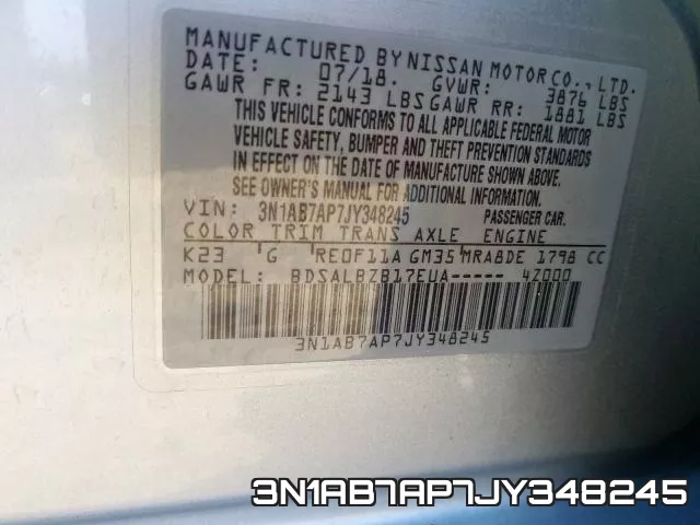 3N1AB7AP7JY348245 фото 2