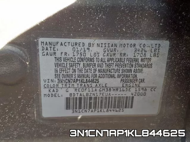 3N1CN7AP1KL844625 фото 2