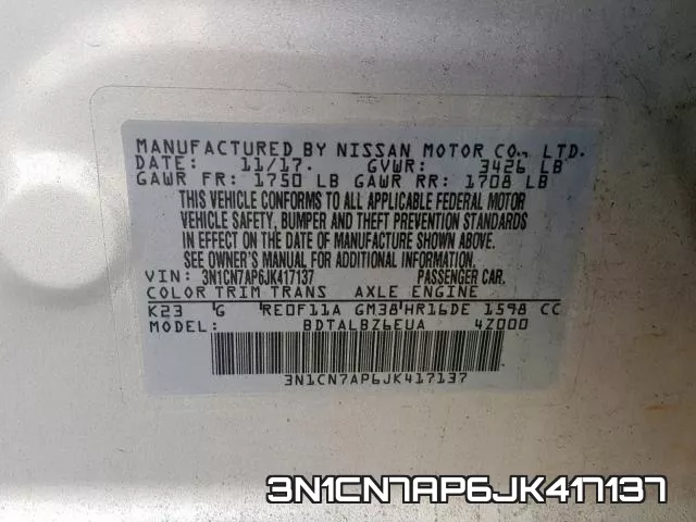 3N1CN7AP6JK417137 фото 2