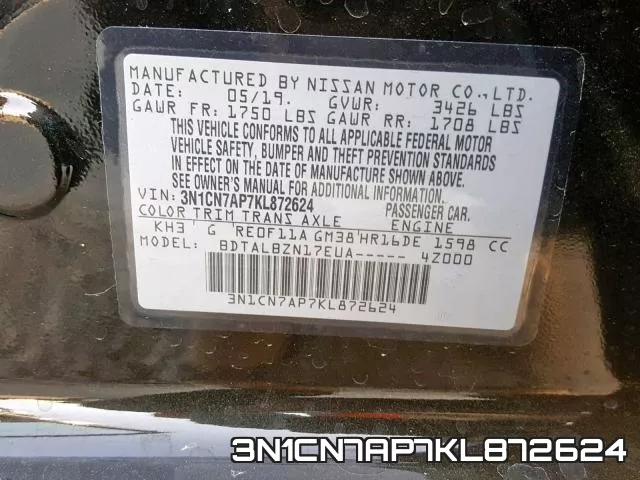 3N1CN7AP7KL872624 фото 2