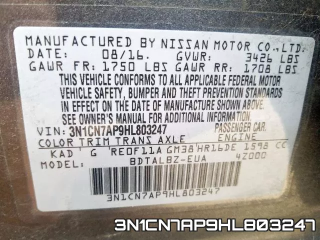3N1CN7AP9HL803247 фото 2