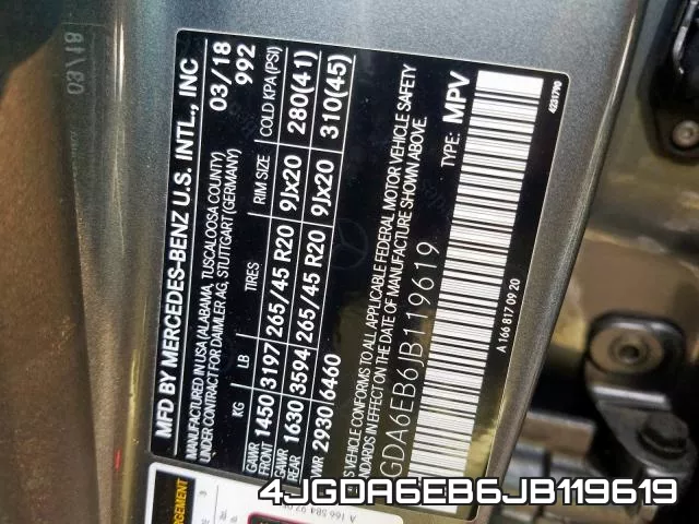 4JGDA6EB6JB119619 фото 2