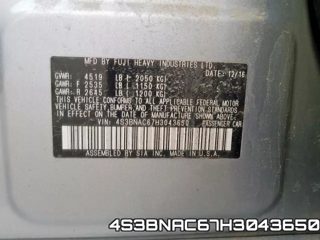 4S3BNAC67H3043650 фото 2