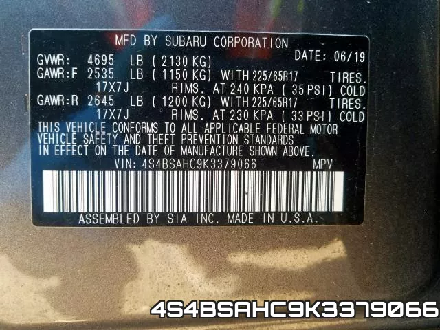 4S4BSAHC9K3379066 фото 2