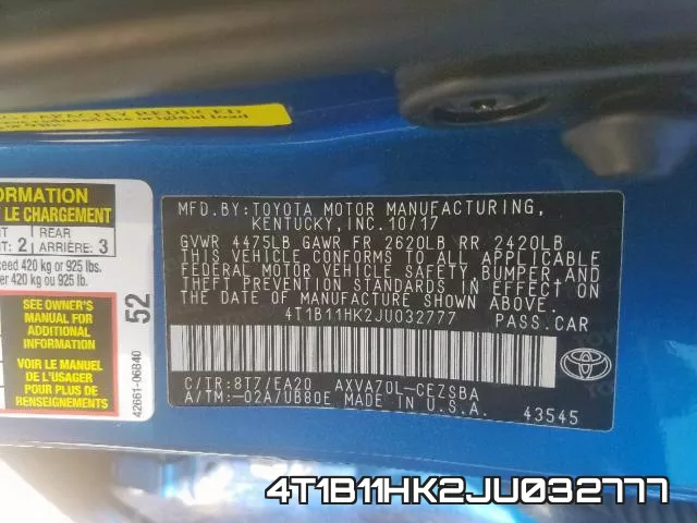 4T1B11HK2JU032777 фото 2