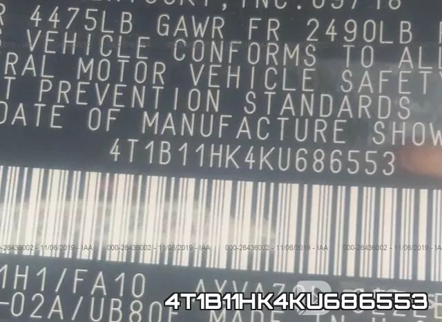 4T1B11HK4KU686553 фото 10