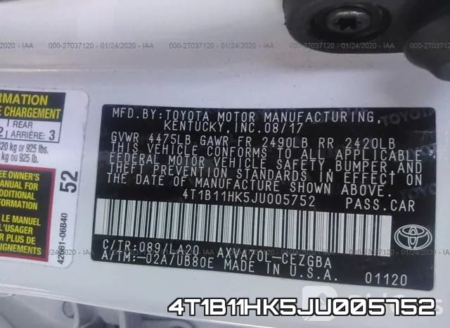 4T1B11HK5JU005752 фото 10