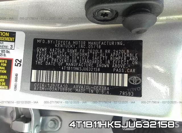 4T1B11HK5JU632158 фото 10