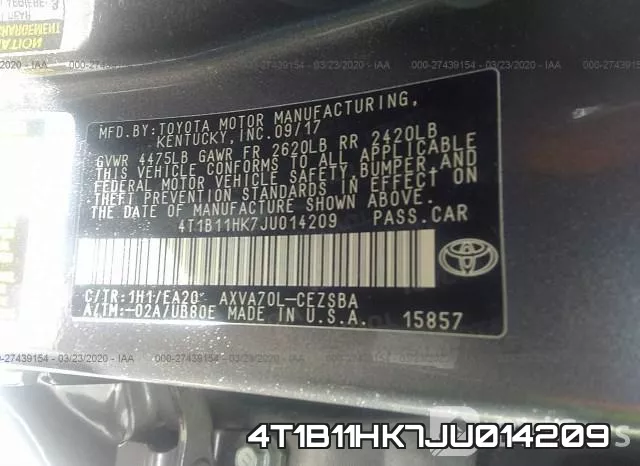 4T1B11HK7JU014209 фото 10