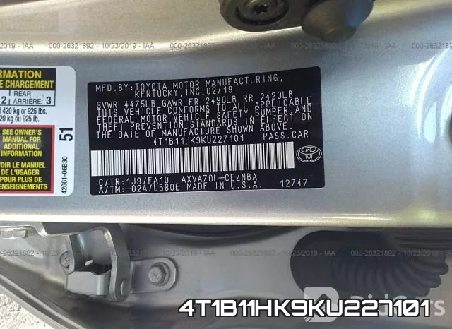 4T1B11HK9KU227101 фото 10
