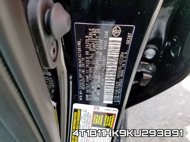 4T1B11HK9KU293891 фото 2