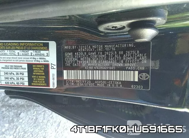 4T1BF1FK0HU691665 фото 10
