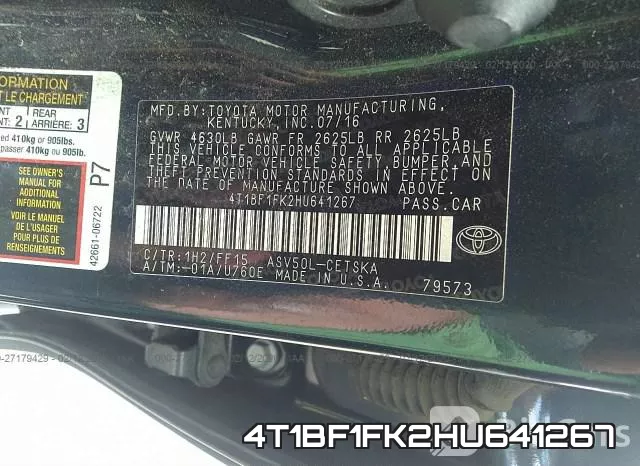 4T1BF1FK2HU641267 фото 10