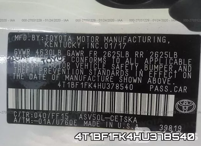 4T1BF1FK4HU378540 фото 10