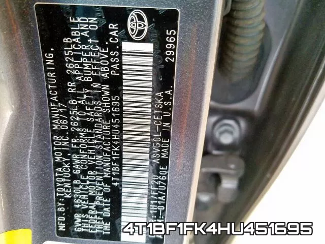 4T1BF1FK4HU451695 фото 2