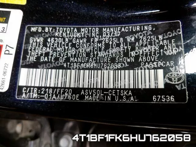 4T1BF1FK6HU762058 фото 2
