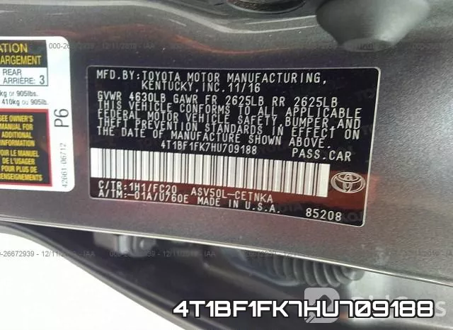 4T1BF1FK7HU709188 фото 10