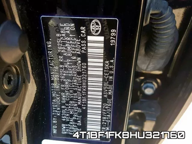 4T1BF1FK8HU321760 фото 2