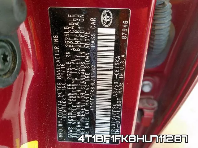 4T1BF1FK8HU711287 фото 2