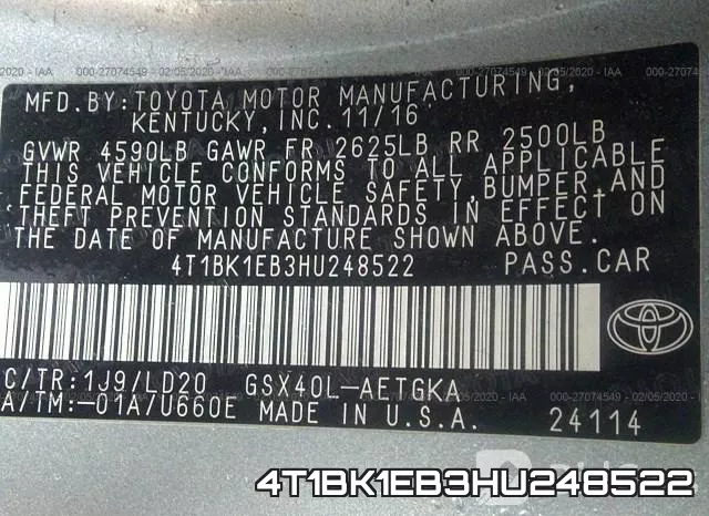 4T1BK1EB3HU248522 фото 10