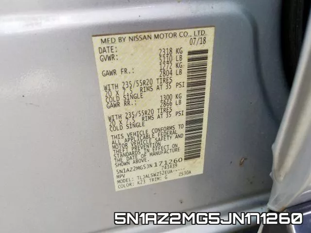 5N1AZ2MG5JN171260 фото 2