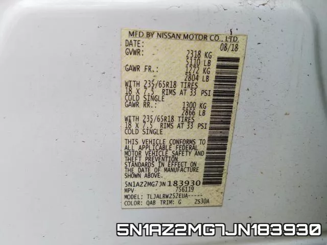 5N1AZ2MG7JN183930 фото 2
